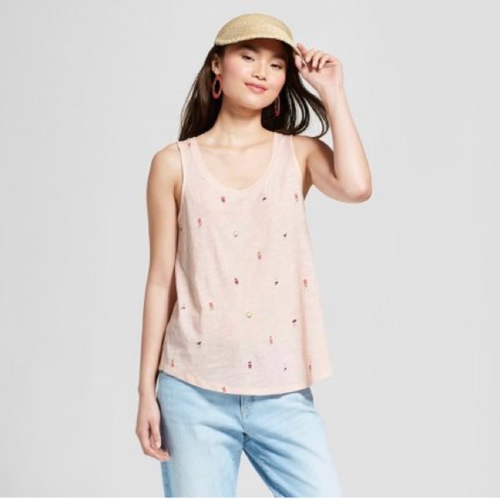 A New Day Women’s printed sequin loose tank pink